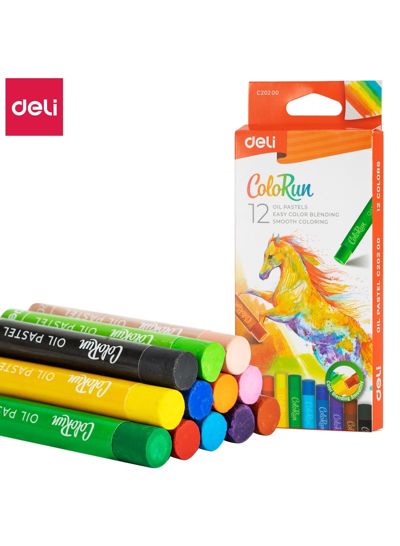 Deli Color Run EC20200 Oil Pastels 鈥?12 Bold Colors - Image 1