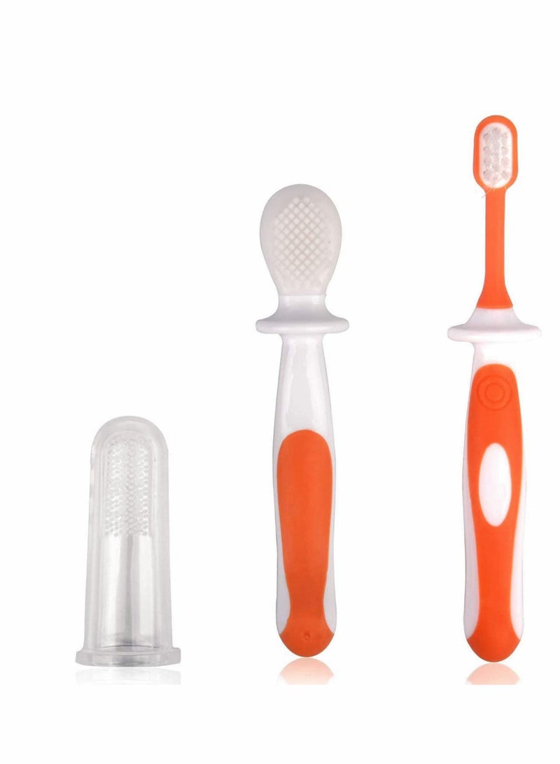 KASTWAVE Baby Toothbrush 0-2 Years - 3 Piece Toothbrush Set with Baby Finger Toothbrushes and Chewable Toothbrush for Baby Teething - Image 1