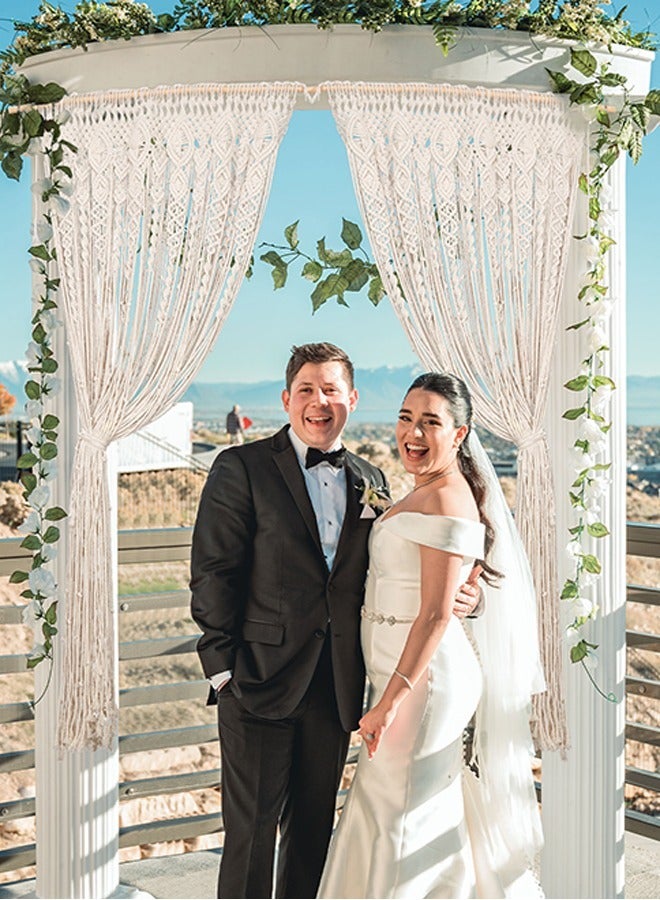 Macrame Wall Hanging large Handcrafted Boho Tapestry 180x90cm Woven Tapestry Bohemian Wall Art Curtain for Window and Door Wedding Backdrop - Image 2