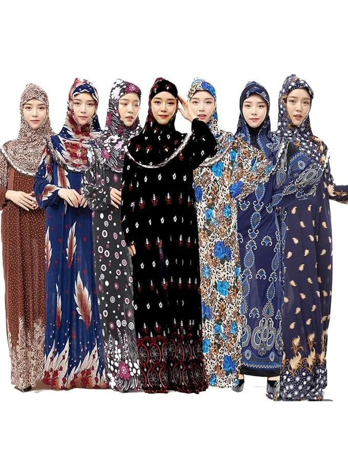 أمياي فستان صلاة إسلامي نسائي بقطعة واحدة وبأكمام طويلة – ملابس صلاة للنساء – عباءة صلاة بتصميم هودي (غطاء رأس) – جلّاب من قطعة واحدة. من أساسيات العمرة للنساء – طقم صلاة متكامل متوفر بألوان عشوائية. - Image 4