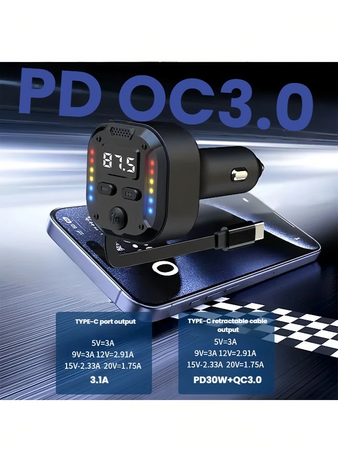 2-Port 38W Fast Car Charger with Colorful Voice-Controlled Atmosphere Lights, TYPE-C QC3.0 PD Car Charger Adapter for iPhone Android Phones, Safe Charging - Image 5