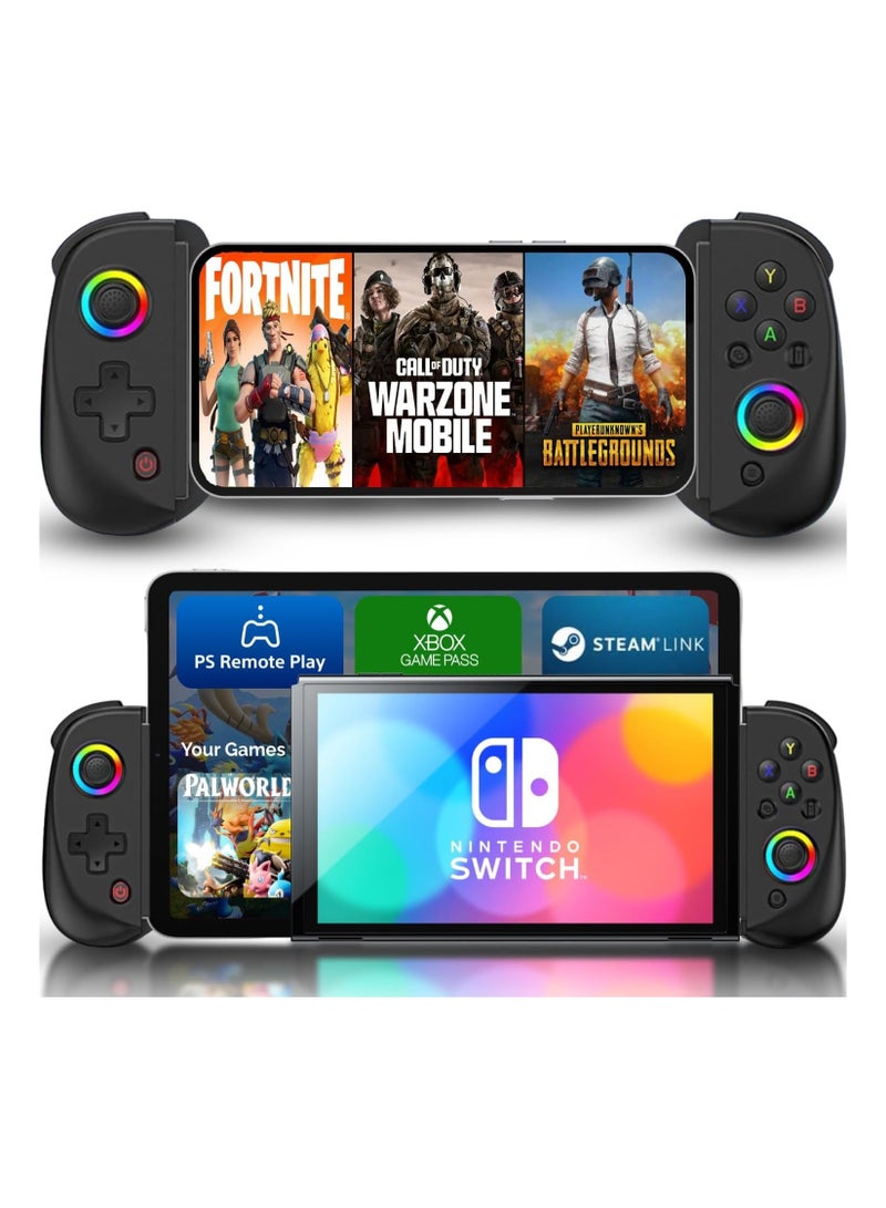 دي 8 Mobile Gaming Controller for iPhone/Android/iPad/Tablet, Play Xbox Cloud, Playstation Remote Play, Steam/PC, Switch! RGB Hall Joystick/Trigger Wireless Bluetooth Phone Game Controller - Image 1
