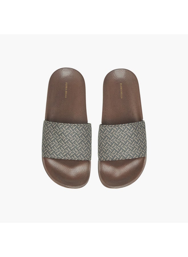 Flora Bella By Shoexpress Women Monogram Print Slip-On Sandals - Image 1