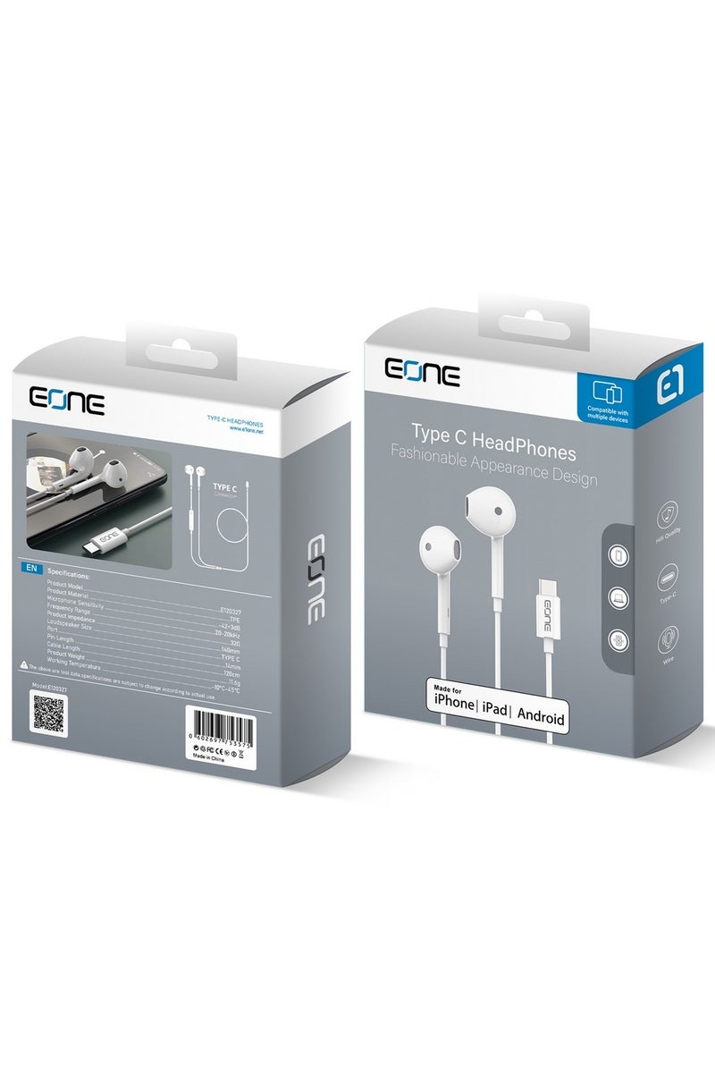 Eone Wired Headphones with Type-C Connector – Apple Certified Enjoy a pure and comfortable audio experience with Apple-certified Type-C earphones, making them the ideal choice for listening to music, taking calls, or following daily content with exceptional sound quality and comfort. - Image 3