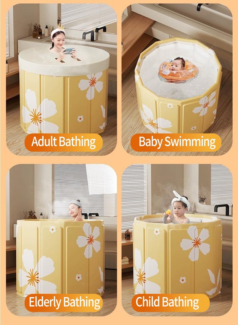 BEIRUI Large Capacity Waterproof Portable Non-Inflatable Folding Soaking Spa Bathtub Barrel, Household Large Shower Bathing Tubs, Separate Family Bathroom SPA Tub for Adults and Kid - Image 5