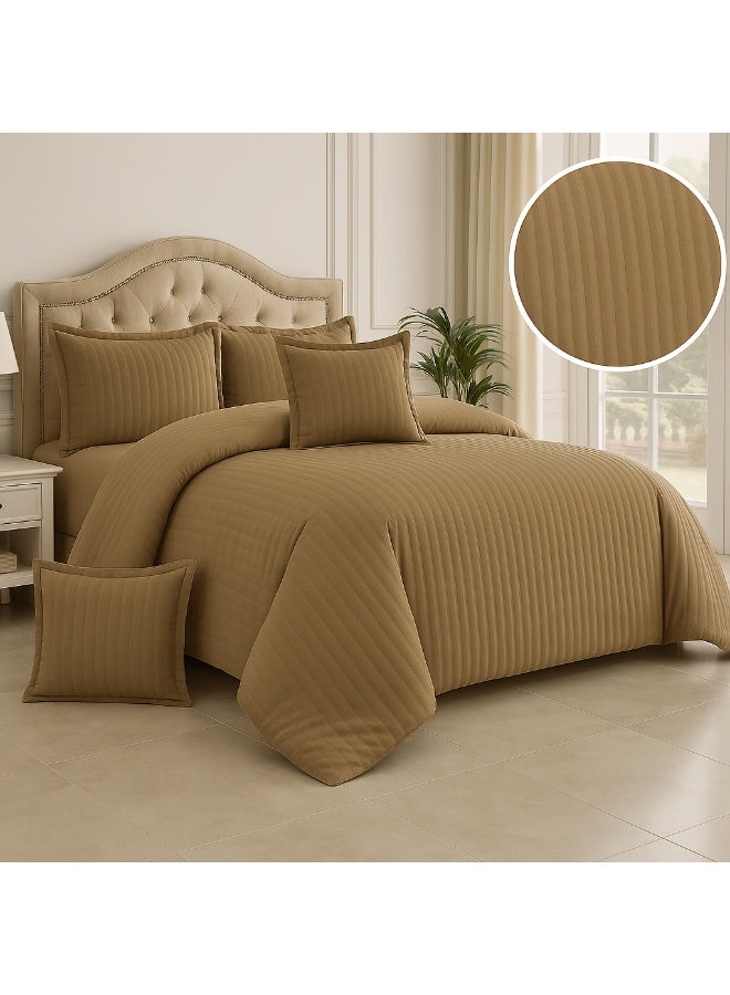 Moon Hotel-Style Single Bed Bedding Set, 5 Pieces with Removable Filling – Soft Microfiber Duvet Set with Striped Design, Suitable for 120×200 cm Bed - Image 2