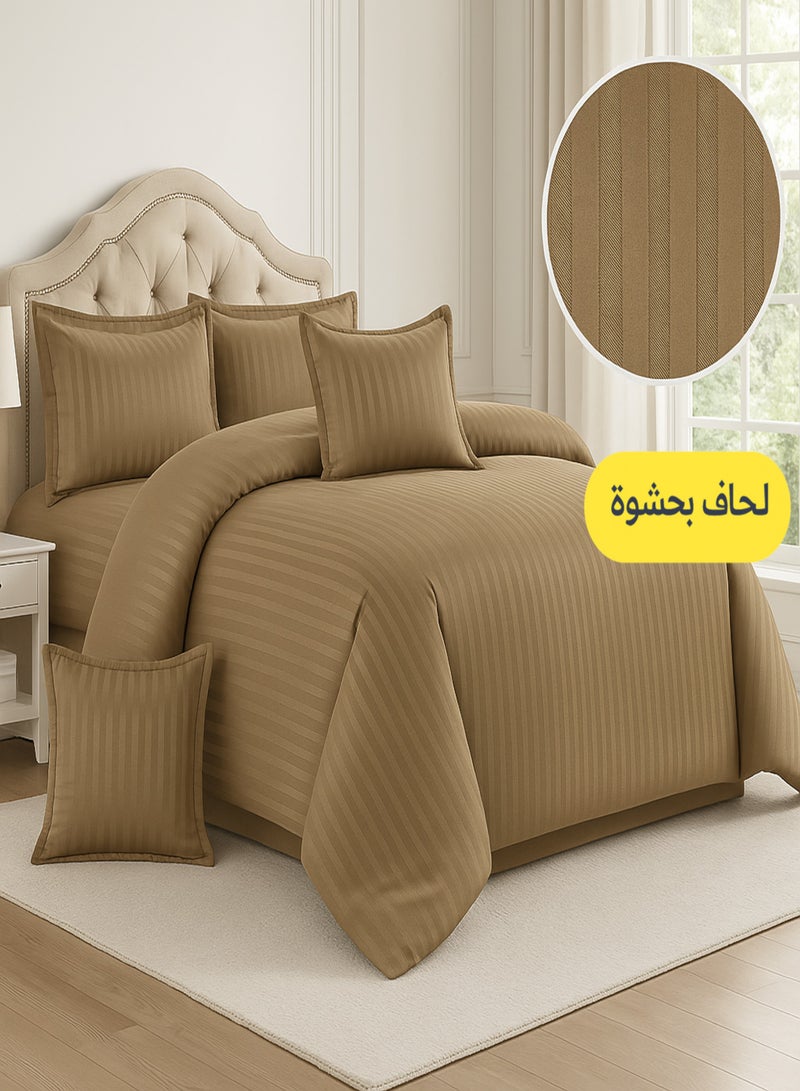 Moon Hotel-Style Single Bed Bedding Set, 5 Pieces with Removable Filling – Soft Microfiber Duvet Set with Striped Design, Suitable for 120×200 cm Bed - Image 1