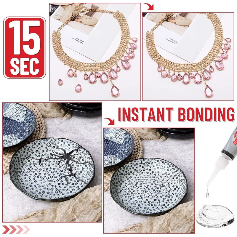 KASTWAVE Super Glue Clear, 24 Pack Strong Adhesive Superglue Gel Fast Drying Instant Cyanoacrylate (Ca) Glue For Plastic, Wood, Metal Stone, Jewelry Beads Making, Phone Ceramic Crafts Repair, 3 Gram/Tube - Image 5