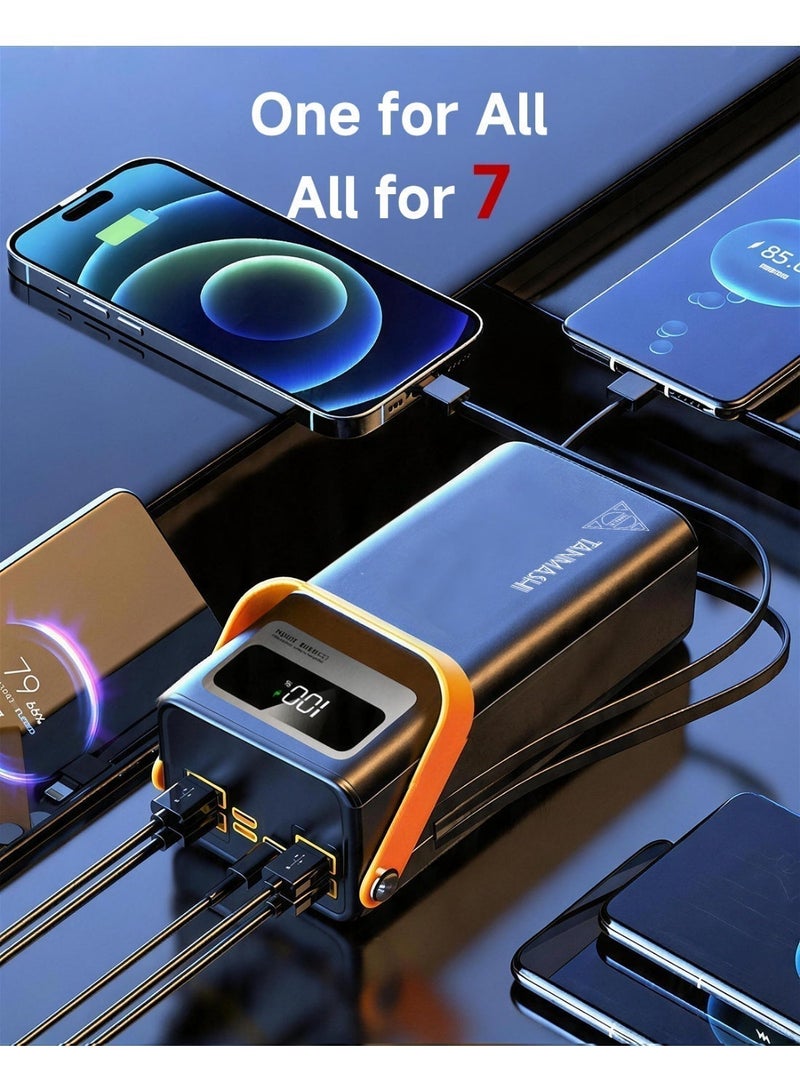 TANMASHI 30000mAh Power Bank PD 22.5W Powerbank Fast Charging, Power Bank for iPhone with 2 Built-in Cables, Apple Power Bank Large Capacity, Portable Power Bank 30000mah Size Efficiency, Black - Image 4