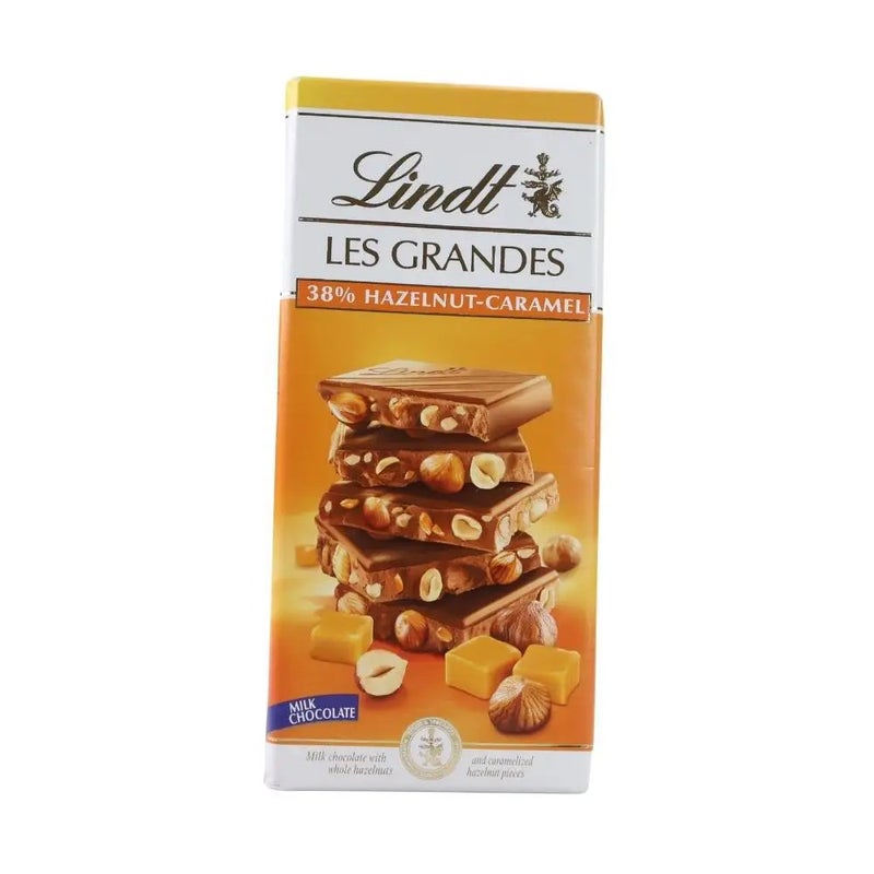Lindt Les Grandes Hazelnut-Caramel Milk Chocolate- 150grams - Image 1
