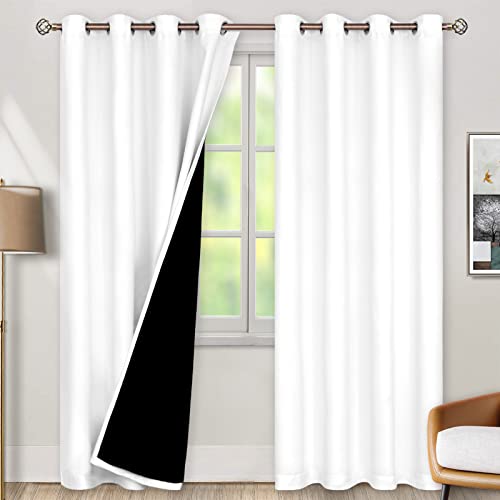 BGment White Blackout Curtains for Living Room - Black Out Curtains 84 Inches Long Thermal Insulated Light Blocking Grommet Drapes for Nursery, 52 Inch Wide Each - Image 1