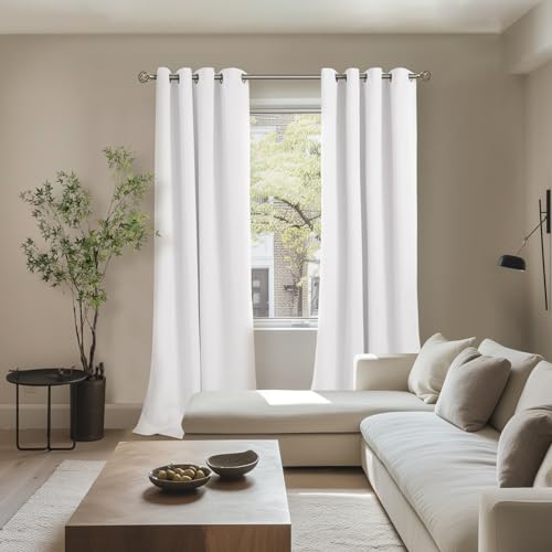 BGment White Blackout Curtains for Living Room - Black Out Curtains 84 Inches Long Thermal Insulated Light Blocking Grommet Drapes for Nursery, 52 Inch Wide Each - Image 2