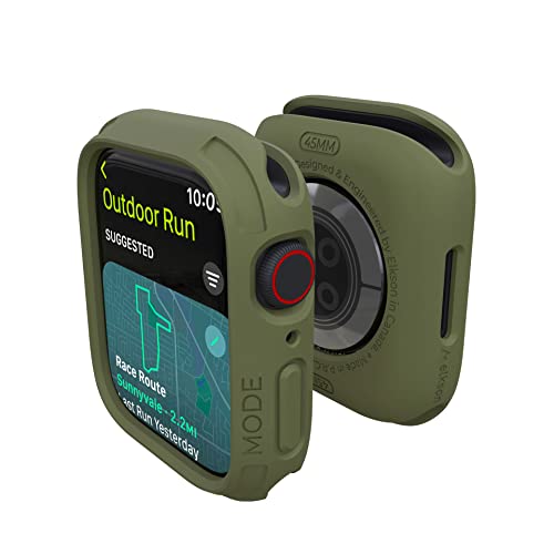 elkson Made for Apple Watch 45mm Bumper Case, Quattro 2.0 Series Rugged Case for Apple Watch and iWatch Series 9 8 7, Military Grade Durable Protective Cover, Flexible Shock Proof, Military Green - Image 1