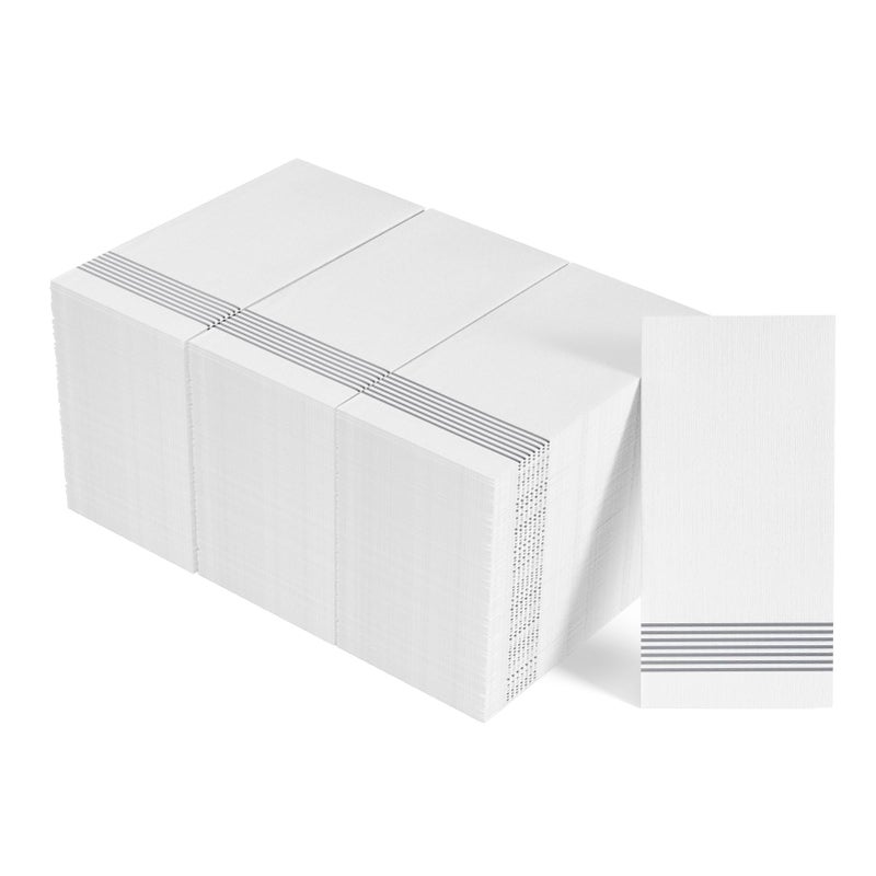 LITOPAK 300 Pack Disposable Guest Towels Disposable Hand Towels for Bathroom Paper Dinner Napkins for the Kitchen Soft Party Napkins and Wedding NapkinsSilver