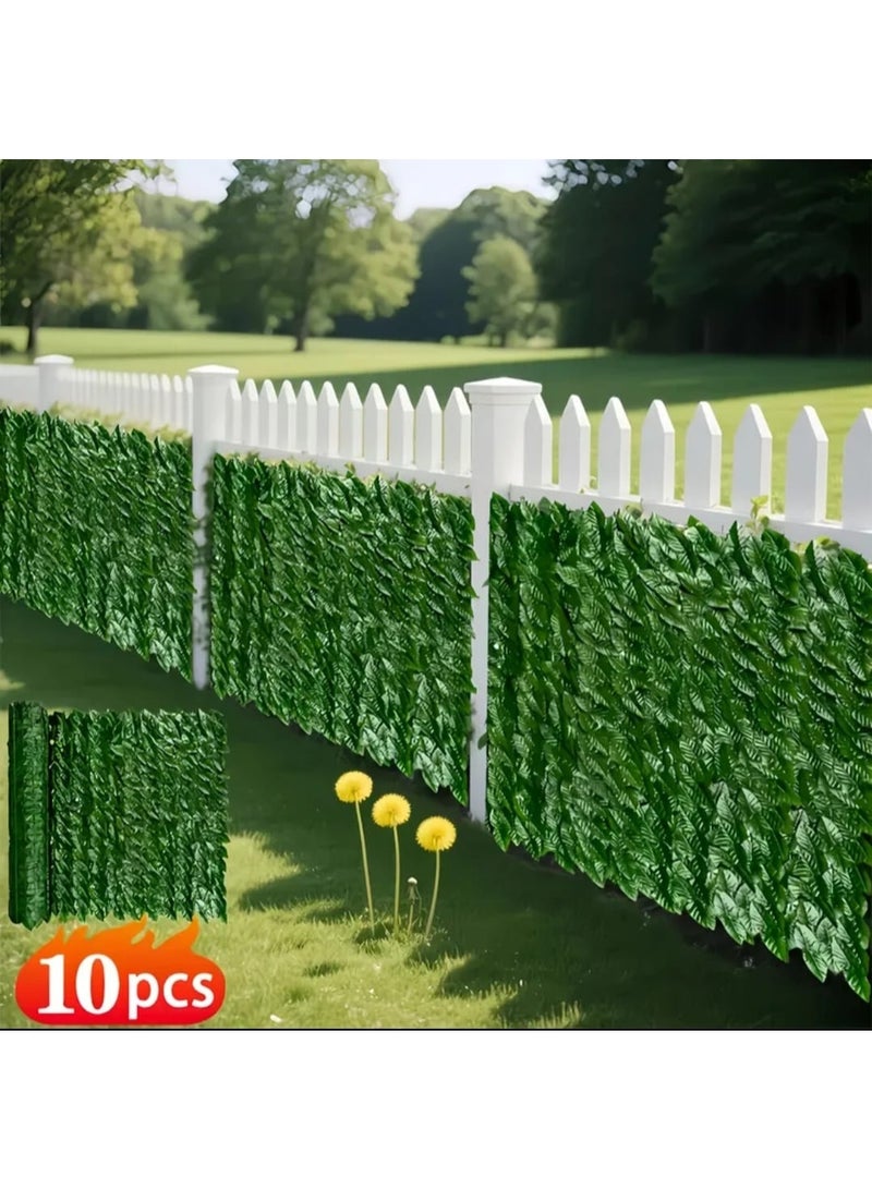 إل ديس مجموعة 10 قطع من ألواح سياج كروم اصطناعية – 250×100 سم، شاشة خصوصية بأوراق خضراء قابلة للتمدد للشرفة، الحديقة، الفناء الخارجي، والزينة الخارجية - Image 4