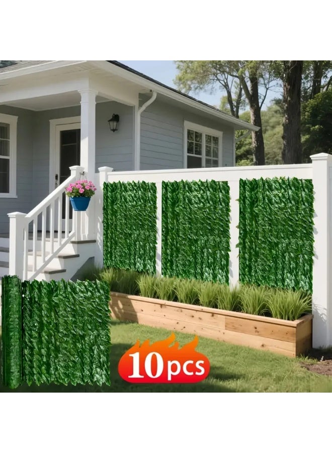 إل ديس مجموعة 10 قطع من ألواح سياج كروم اصطناعية – 250×100 سم، شاشة خصوصية بأوراق خضراء قابلة للتمدد للشرفة، الحديقة، الفناء الخارجي، والزينة الخارجية - Image 3