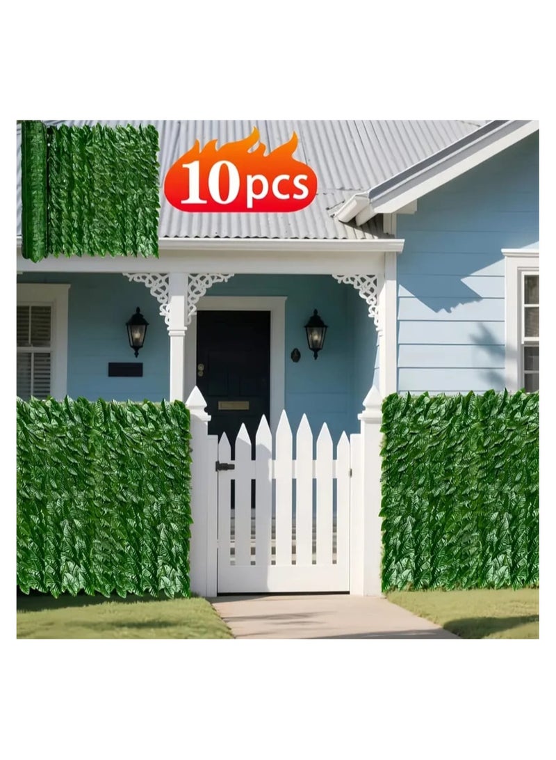 إل ديس مجموعة 10 قطع من ألواح سياج كروم اصطناعية – 250×100 سم، شاشة خصوصية بأوراق خضراء قابلة للتمدد للشرفة، الحديقة، الفناء الخارجي، والزينة الخارجية - Image 2