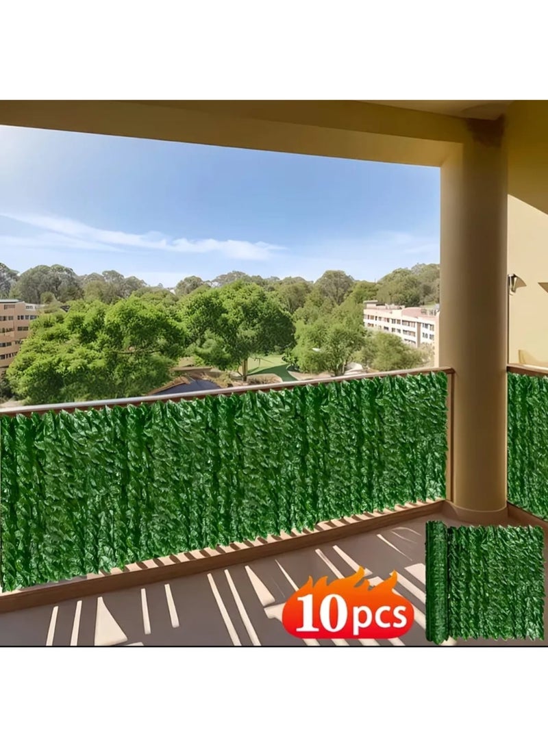 إل ديس مجموعة 10 قطع من ألواح سياج كروم اصطناعية – 250×100 سم، شاشة خصوصية بأوراق خضراء قابلة للتمدد للشرفة، الحديقة، الفناء الخارجي، والزينة الخارجية - Image 5