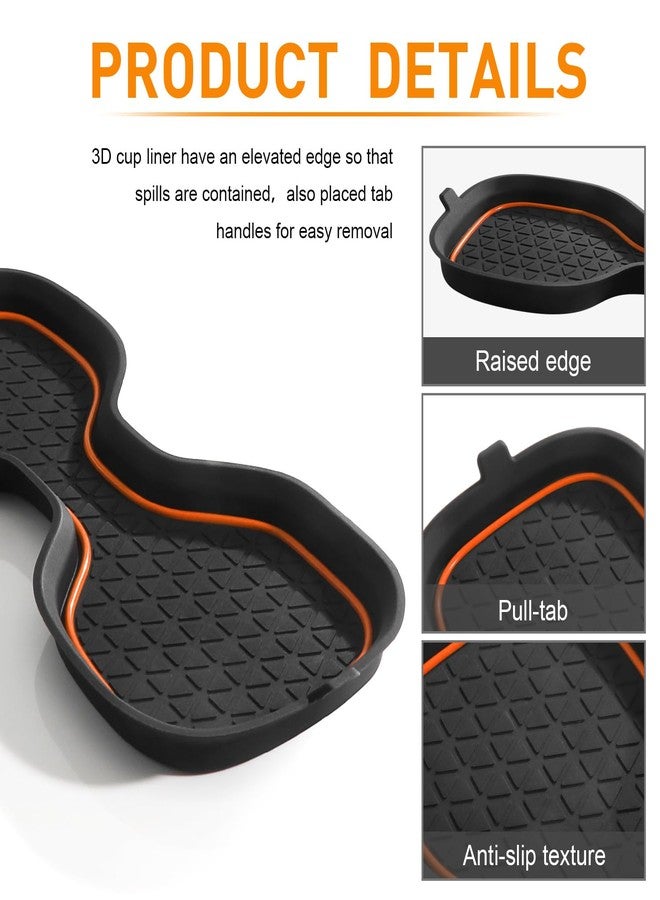 KENTUTO for Honda CRV Accessories 2023 2024 2025 3D Cup Holder Center Console Liner Inserts Silicone Anti-dust Mat Pad Interior Decoration (2 Pcs, Orange Trim) - Image 3
