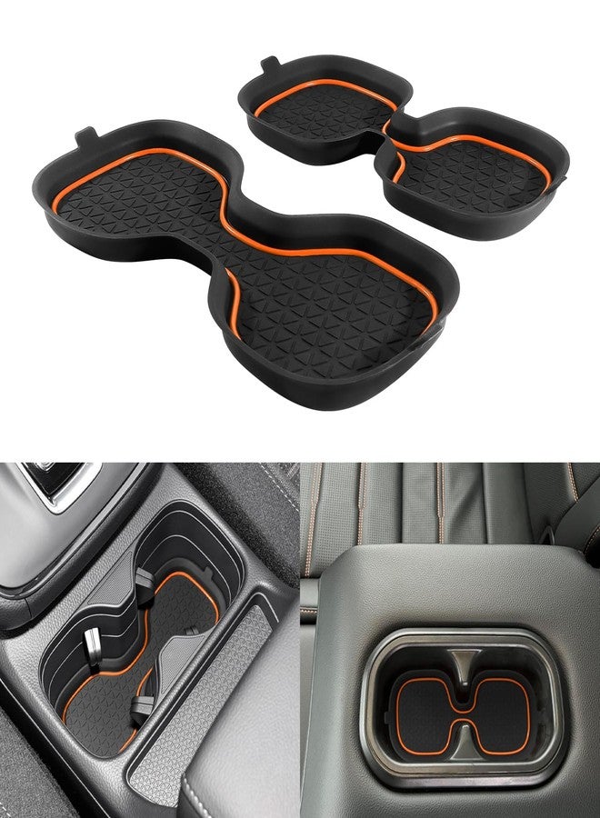 KENTUTO for Honda CRV Accessories 2023 2024 2025 3D Cup Holder Center Console Liner Inserts Silicone Anti-dust Mat Pad Interior Decoration (2 Pcs, Orange Trim) - Image 1