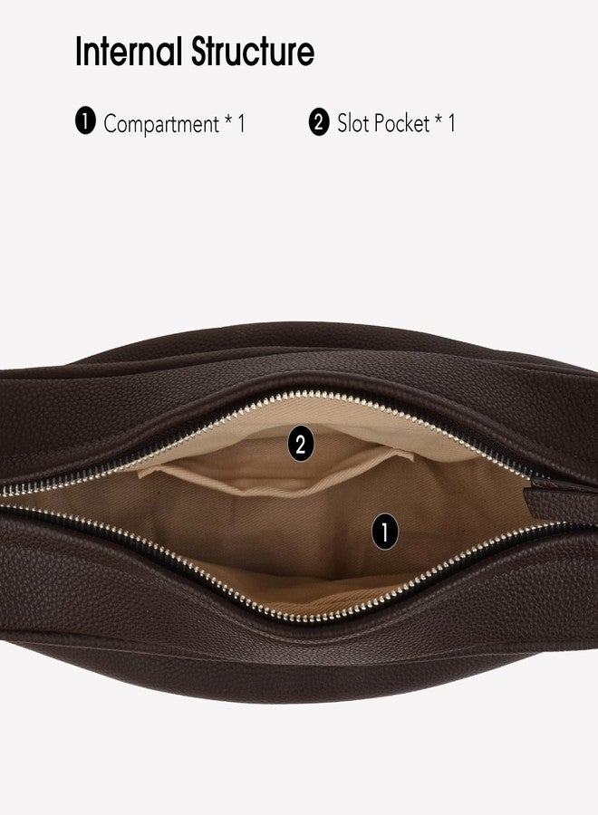 DONNAIN Genuine Leather Sling Bags Crossbody Women, Minimalist Style Casual Chest Bags with Wide Strap, New Coffee, 11.8 x 4.34 x 3.54 inches - Image 5