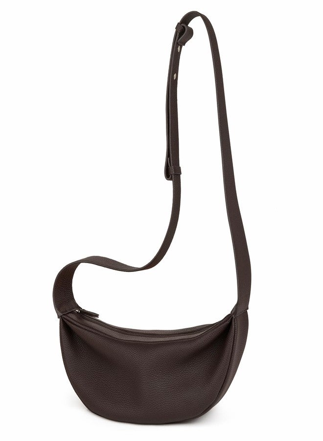 DONNAIN Genuine Leather Sling Bags Crossbody Women, Minimalist Style Casual Chest Bags with Wide Strap, New Coffee, 11.8 x 4.34 x 3.54 inches - Image 1