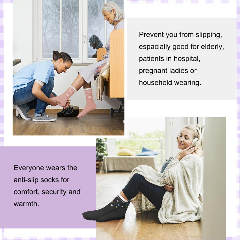 BLONGW Pilates Socks for Women, Non Slip Grip Socks for Yoga, Barre, Hospital, Grippy Socks Womens Gifts Home Workout Dance Ballet Gym Outfits Cute Pink Sticky Barefoot Slipper Non Skid Socks - Image 4