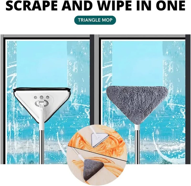 Calyrex Extendable Triangle Mop Retractable Cleaning Mop 1475cm 360 Degree Rotating Floors Wall Cleaning Mop Dust Mop with Telescopic Handle and 4pcs Reusable Mop Heads - Image 2