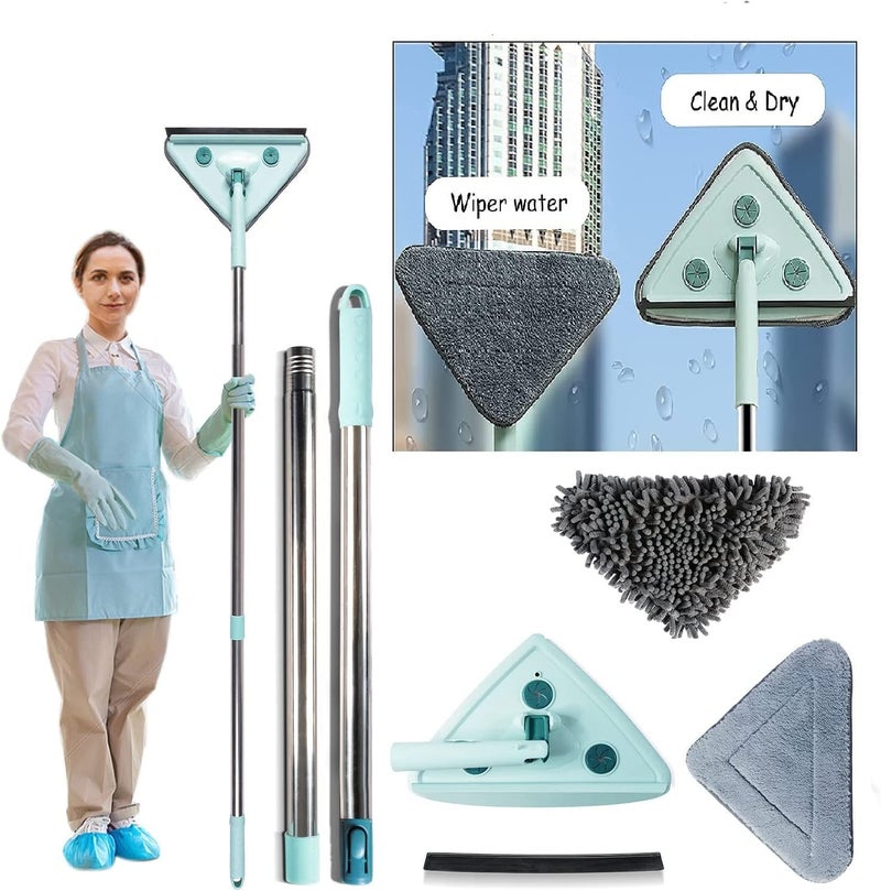 Calyrex Extendable Triangle Mop Retractable Cleaning Mop 1475cm 360 Degree Rotating Floors Wall Cleaning Mop Dust Mop with Telescopic Handle and 4pcs Reusable Mop Heads - Image 1