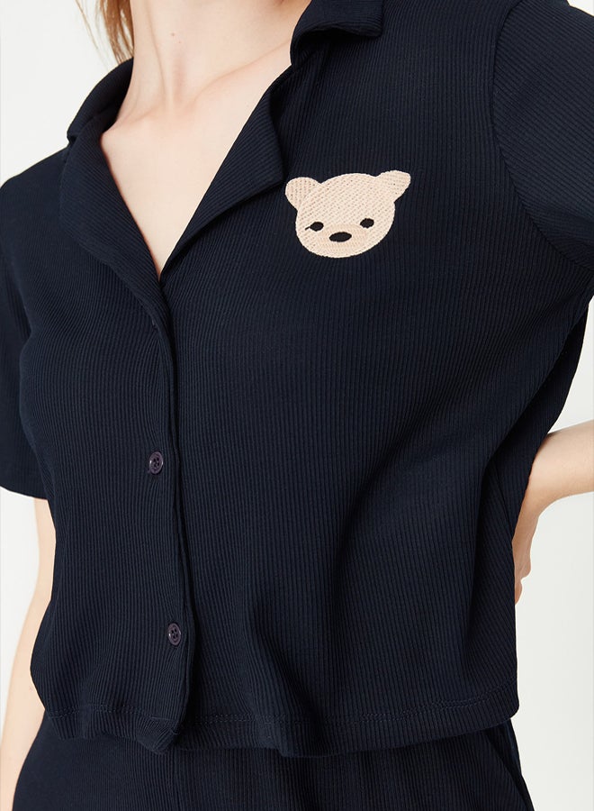 trendyol Teddy Bear Ribbed Knitted Pajama Set  - Image 3