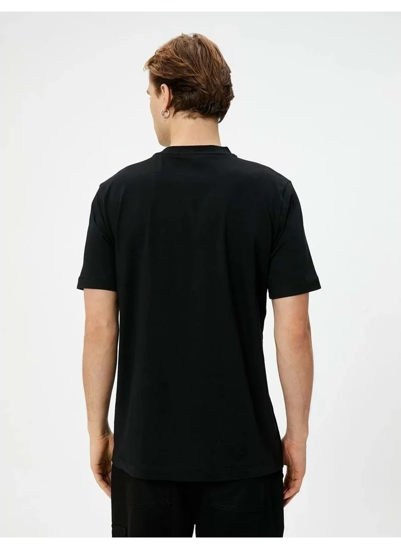 كوتون Basic T-Shirt Crew Neck Short Sleeve - - 4SAM10066HK - Black - S