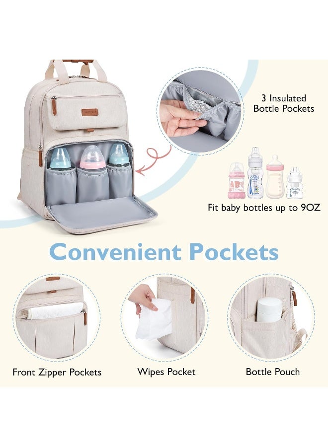 موممور mommore Diaper Bag Backpack, Extra Large Diaper Bag for 2 Kids/Twins with Changing Pad for Travel Outdoors - Image 4