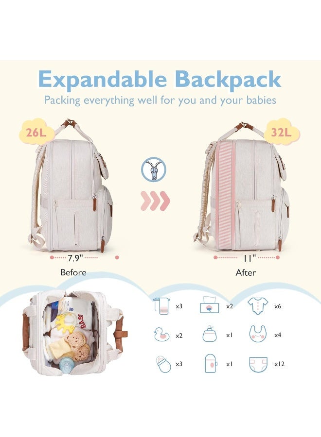 موممور mommore Diaper Bag Backpack, Extra Large Diaper Bag for 2 Kids/Twins with Changing Pad for Travel Outdoors - Image 2