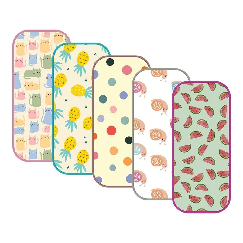 HAPPY MATTY Absorbent Fast Dry and Washable Set of 5 Baby Burp Sheets Multicolour 0-3 Years Size Small (48cm x 19cm) - Image 1