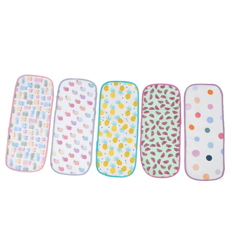 HAPPY MATTY Absorbent Fast Dry and Washable Set of 5 Baby Burp Sheets Multicolour 0-3 Years Size Small (48cm x 19cm) - Image 2