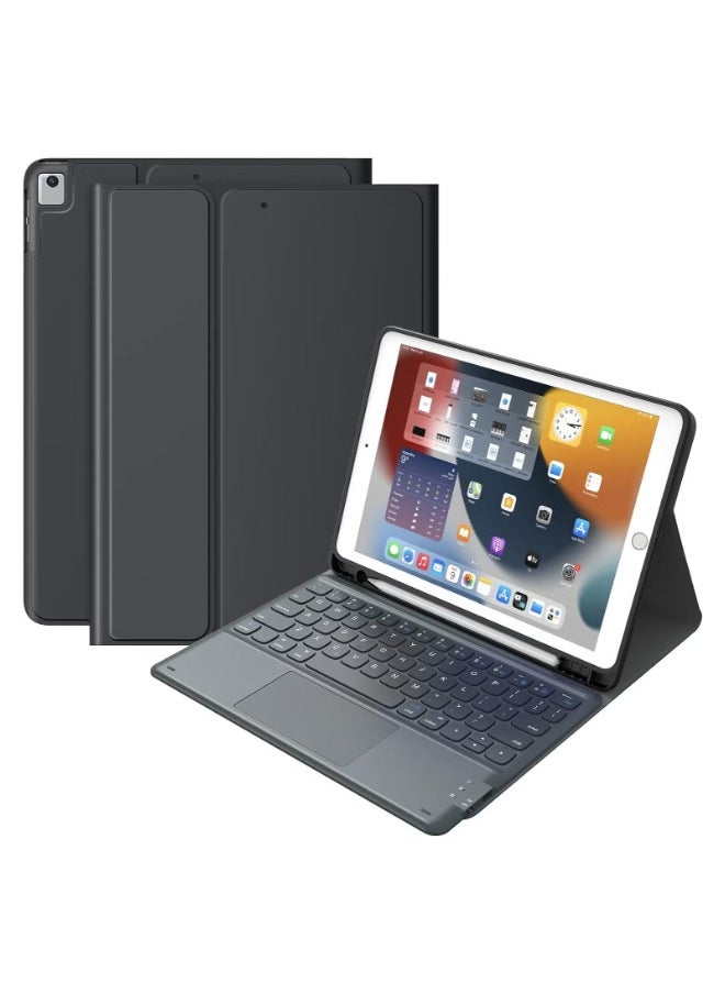 iPad Keyboard 9th Generation, Keyboard for iPad 8th Generation/7th Gen 10.2 Inch, Smart Trackpad, Detachable Wireless with Pencil Holder, Flip Stand Keyboard Case for iPad 9th/8th/7th Gen 10.2”, Black