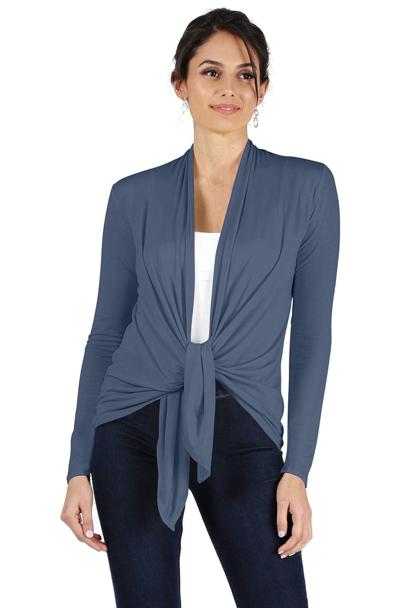 Simlu Lightweight Chambray Cardigans for Women Reg and Plus Size Light Cardigans for Women Summer Long Sleeves, Large - Image 2