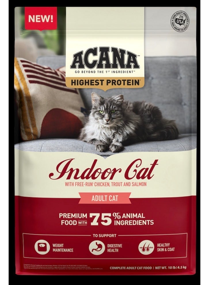 (أسنى) أكانا طعام قطط جاف داخلي عالي البروتين – دجاج وسلمون وسلمون مرقط – 4.5 كجم - Image 1