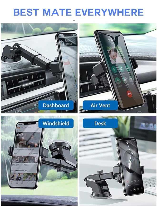 KASTWAVE Universal Car Phone Mount With 360 Degree Rotation And Extended Arm For Dashboard Air Vent And Windshield Compatible With All Smartphones - Image 3