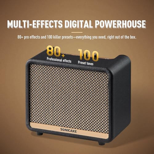 SONICAKE 10W BT Guitar Amplifier MultiEffect Digital Modeling Speakers with APP Portable Desktop Allinone Guitar Amp with 80 Effects 100 Preset for Bedroom Practice OTG AMPCUBE QAM20 - Image 3