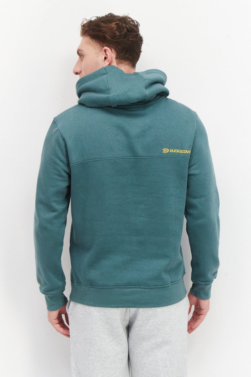 DUCK AND COVER Men Hooded Brand Logo Sweatshirt, Green - Image 3