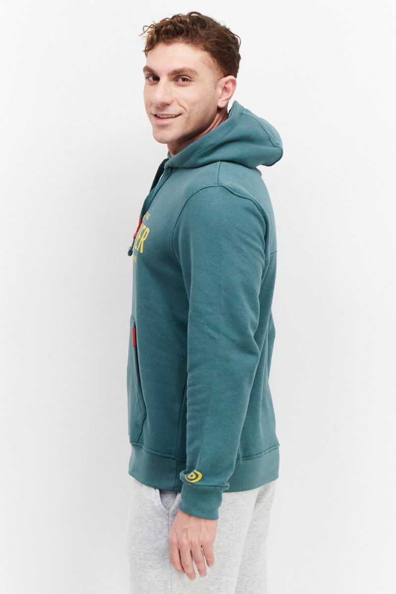 DUCK AND COVER Men Hooded Brand Logo Sweatshirt, Green - Image 4