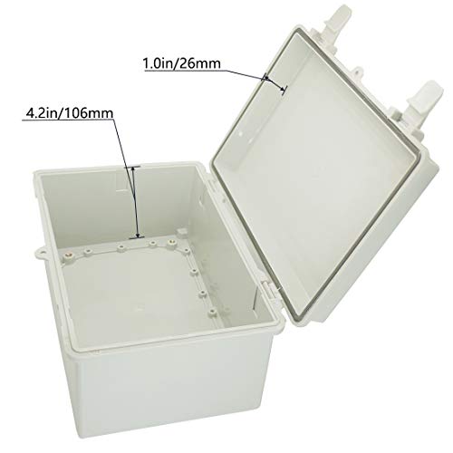 Zulkit Junction Box ABS Plastic Dustproof Waterproof IP65 Electrical Boxes Hinged Shell Outdoor Universal Project Enclosure with 2 Cable Glands 11.42 x 7.48 x 5.51 Inch (290x190x140mm) - Image 4