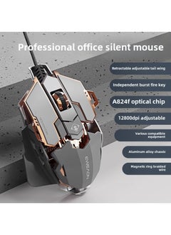 MK500 Mechanical Macro Electric Competition Special Qingying Weight Mute Metal Wired Desktop Mouse Computer-Color:Battleship Gray Qingying Silent Version [12800dpi Qingying Full-key Macro Programming Qingying Tail Wing Adjustable. Qingying