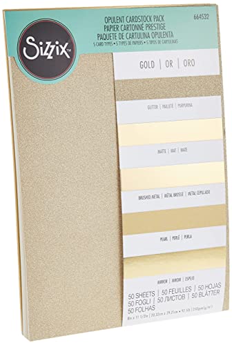 Sizzix, Gold, Surfacez-Opulent Cardstock , 50 Pack, 8x11.5 inches - Image 1