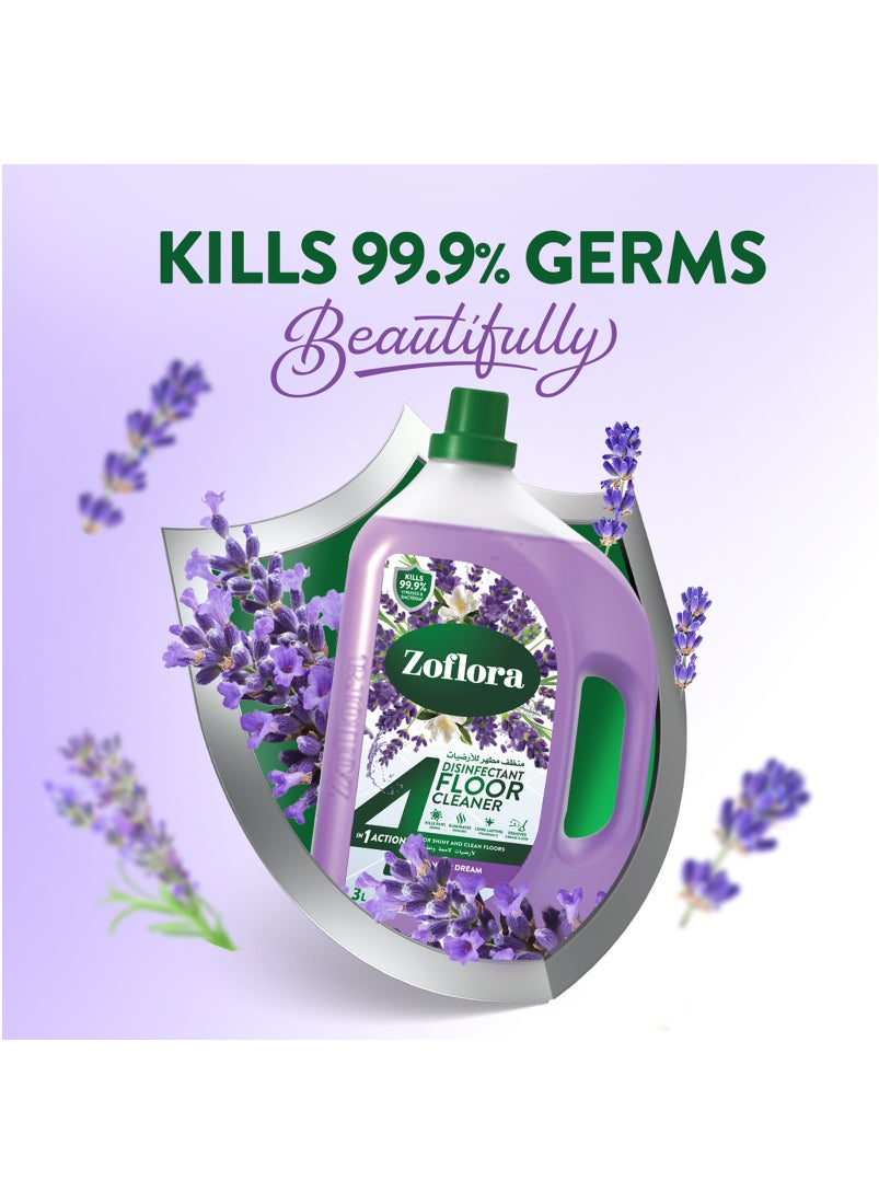 Zoflora 4 In 1 Disinfectant Floor Cleaner Lavender Dream 3L  - Image 2