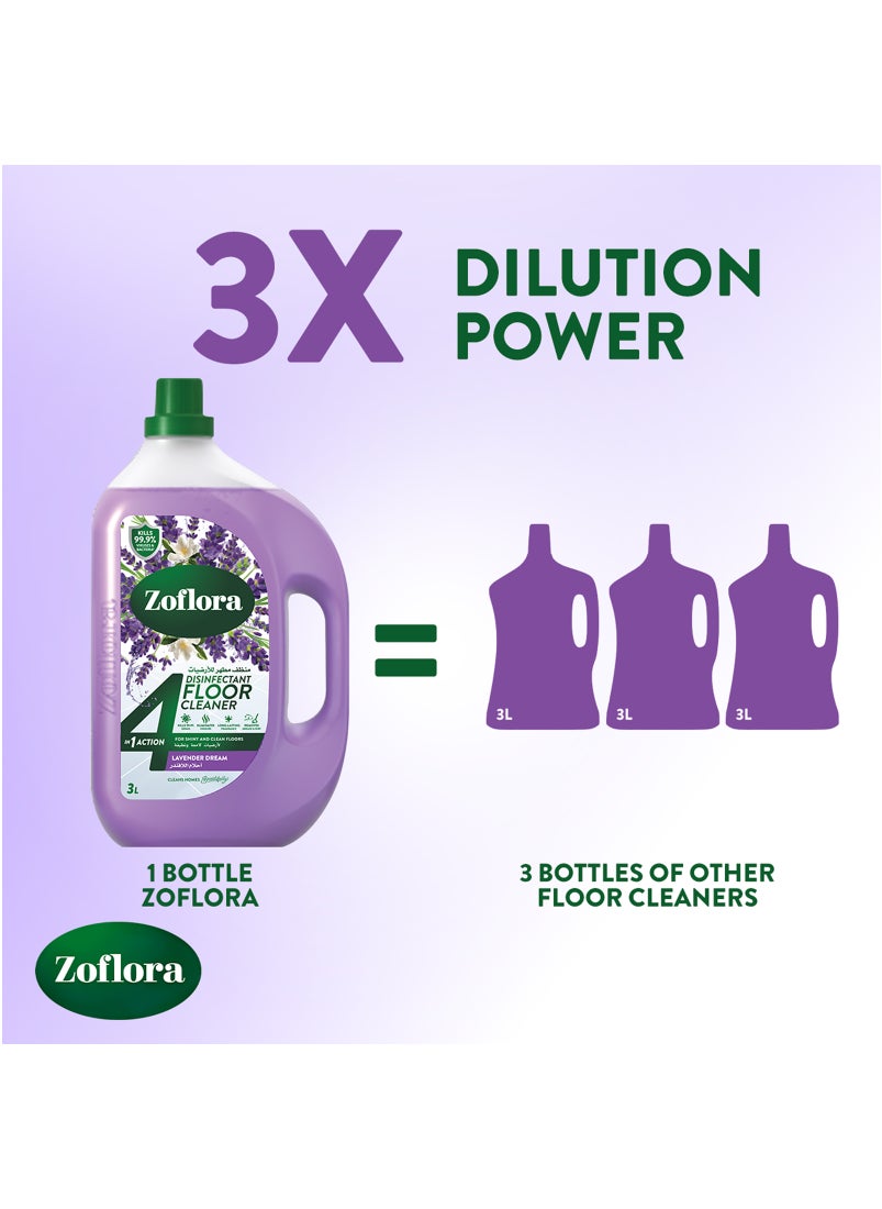 Zoflora 4 In 1 Disinfectant Floor Cleaner Lavender Dream 3L  - Image 5