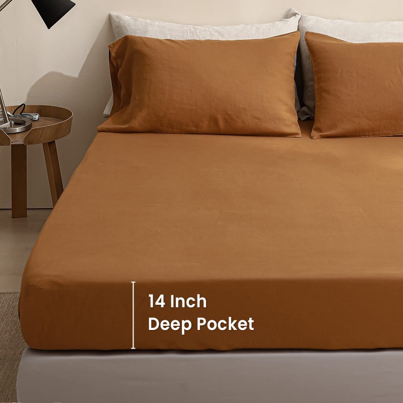 King Linens كينغ بياضات 100 ٪ من الكتان المجهز بلون صلب مغسول - (قطعة واحدة) - Image 4