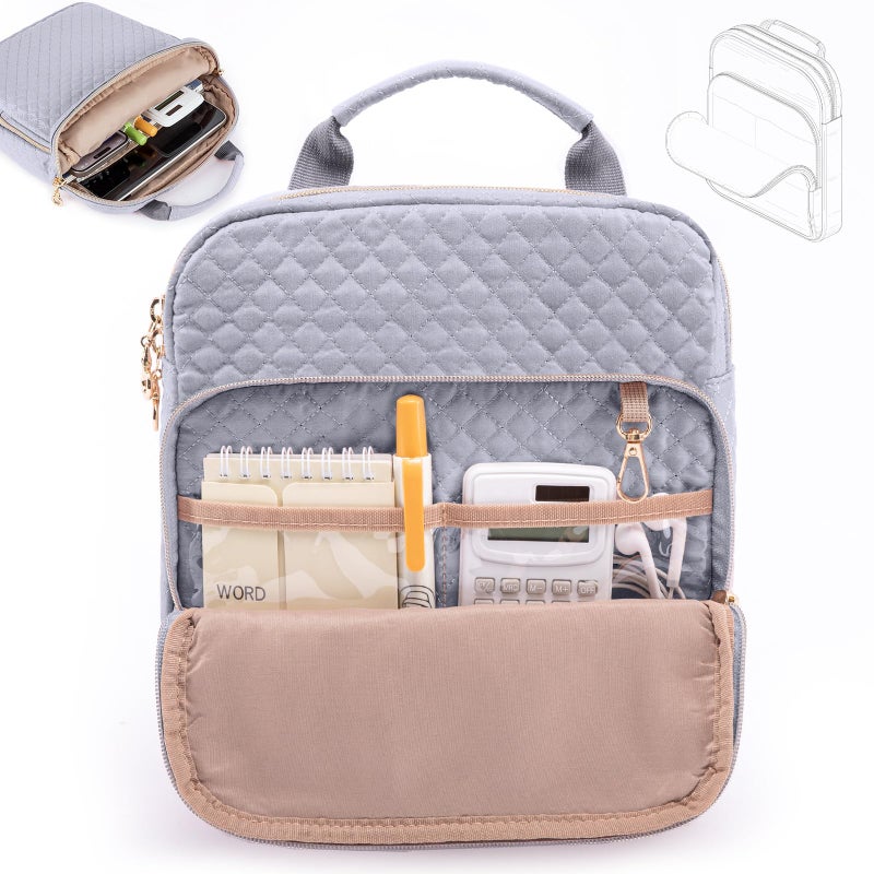 APOFFICE Book Sleeve with Zipper Book PouchQuilted Book Carrier Book Covers for Book LoversMultiPocket Book Protector Case for HardcoverBook Accessories Bible Bags for Bible Study Supplies AA Books - Image 2