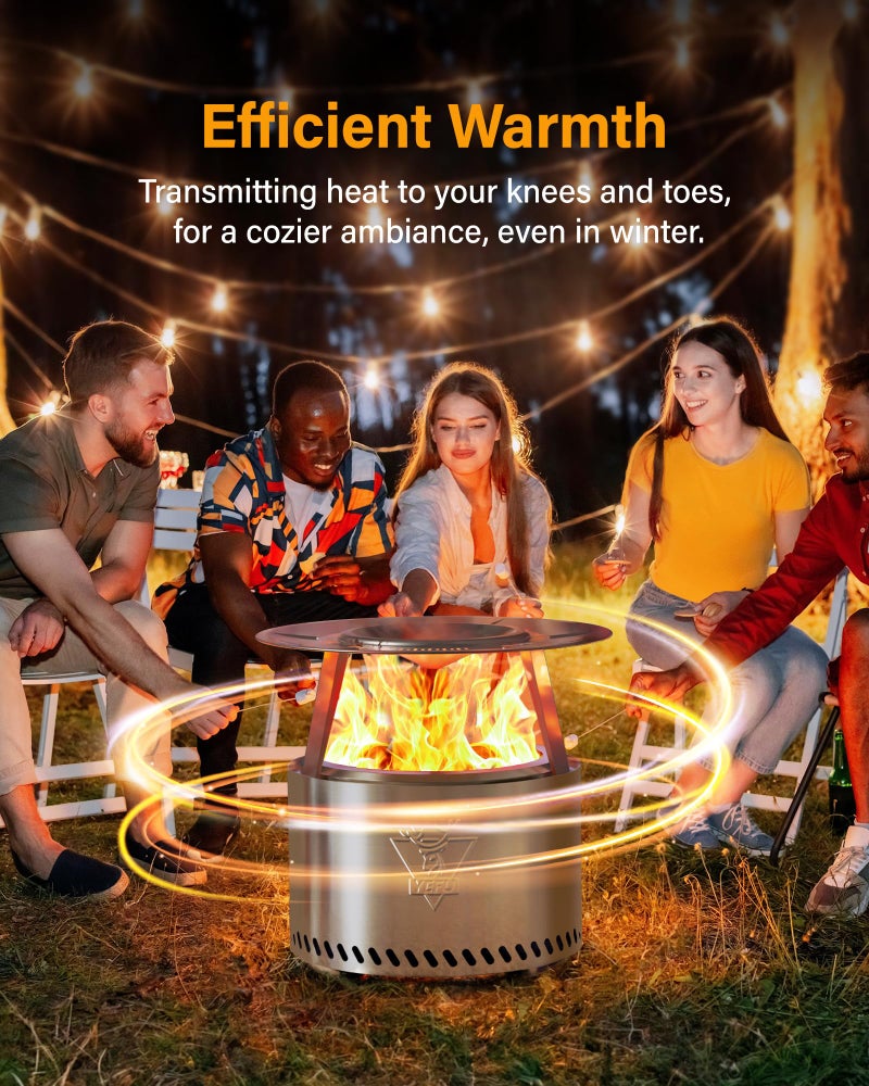 YEFU Fire Pit with Removable Ash-Pan: Smokeless Firepit 304 Stainless Steel Material - Outdoor Fire Pit Silver 19 inch - Smokeless Firepit for Outside Outdoor Patio Camping Backyard - Image 3